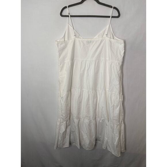Abercrombie & Fitch White Poplin Dress Tiered Boho Beach Pockets Classic XL Tall - Picture 5 of 7
